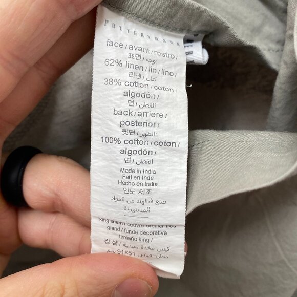 Pottery Barn Gray Linen Accent Pillow King Sham Set Two 2 Size 36" x 20" - Picture 3 of 4